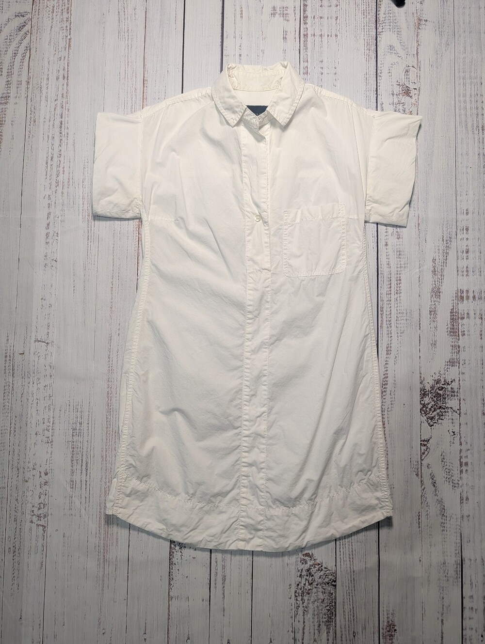 J. Crew White Poplin Mini Shirt Dress - Size XSmall - Short Sleeve - Picture 2 of 10